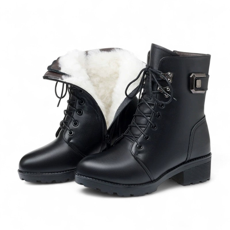 Filly - Bottines Noires Fourrées en Laine pour Femme