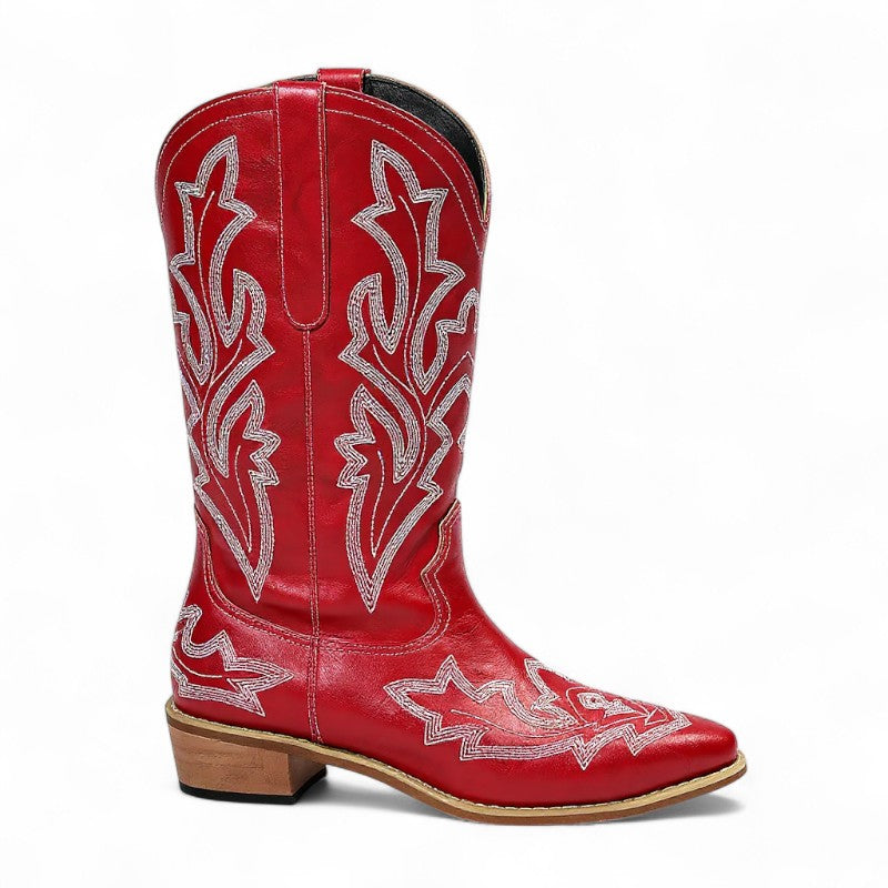 Valet - Santiag en Simili Cuir Lisse et Bordée Mi-Mollet