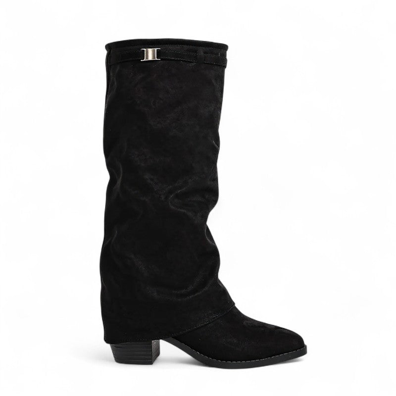 Carme - Santiag Longue en Tissu à Ourlet