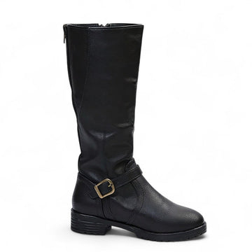 Solveig - Botte Haute Plate à Fermeture