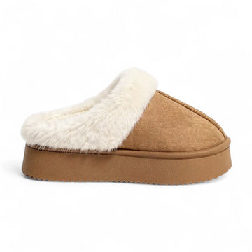 Fanny - Bottes Pantoufles Fourrées Semelle Compensée Femme