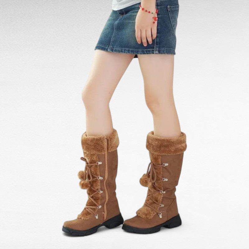 Ouva - Bottes Hautes Femmes Fourrure et Pompom Hiver