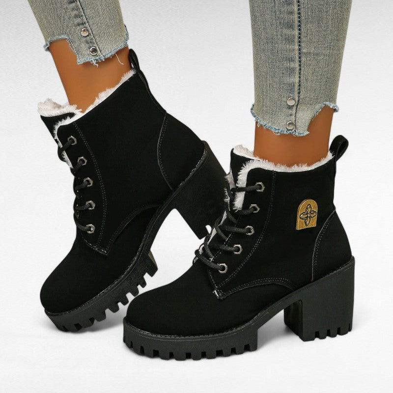 Sara - Bottes Basses Fourrées à Talon pour Femme