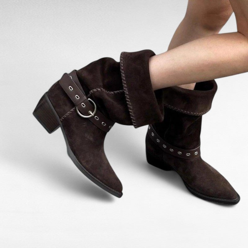 Ada - Santiag Bottine à Mollet Large avec Boucle pour Femme