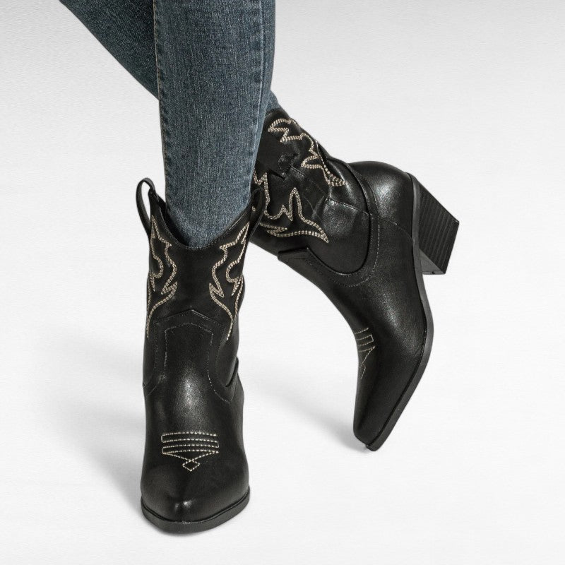 Lysa - Santiag Basse Femme à Talon Style Cowboy