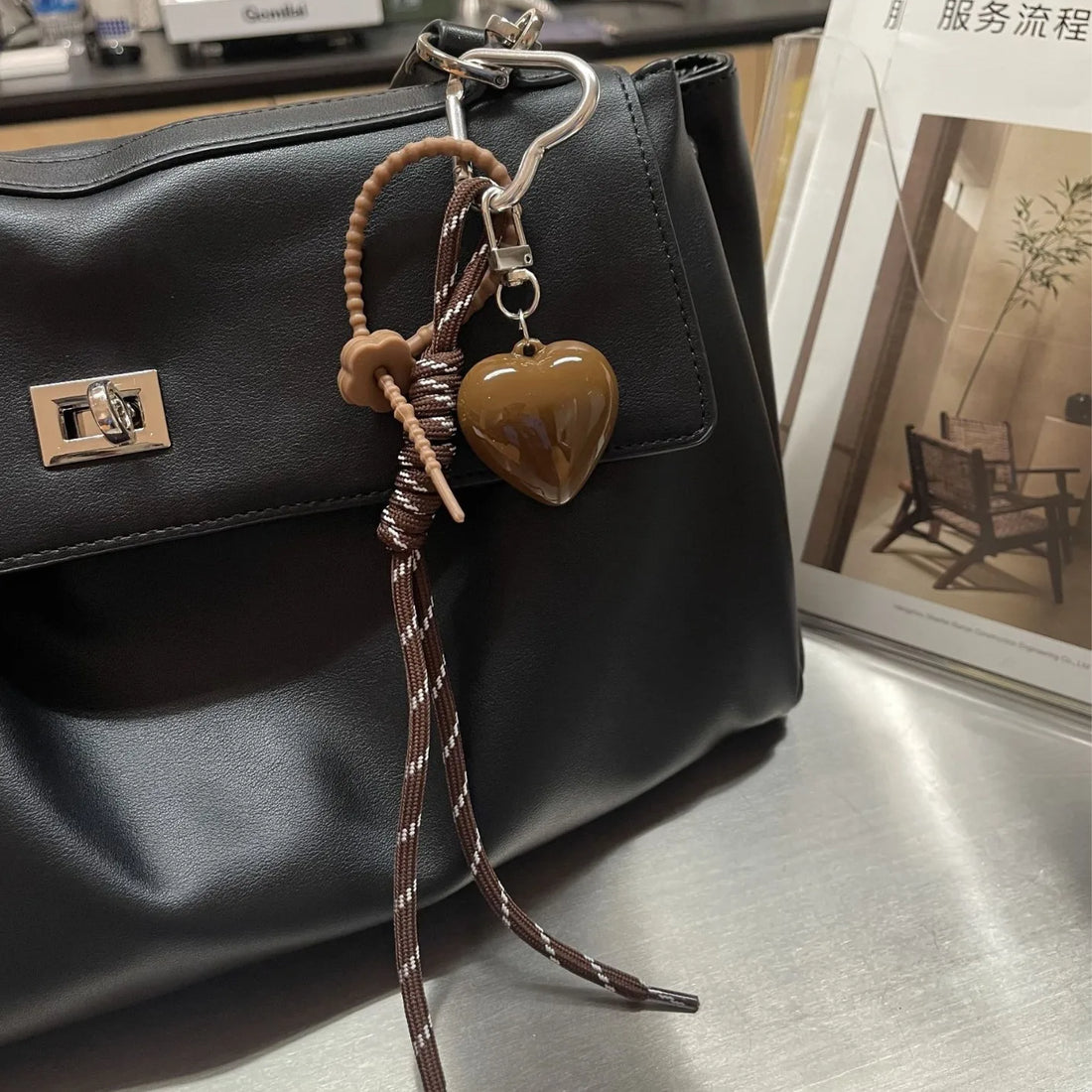 Porte-Clés en Coeur et Corde Tressée