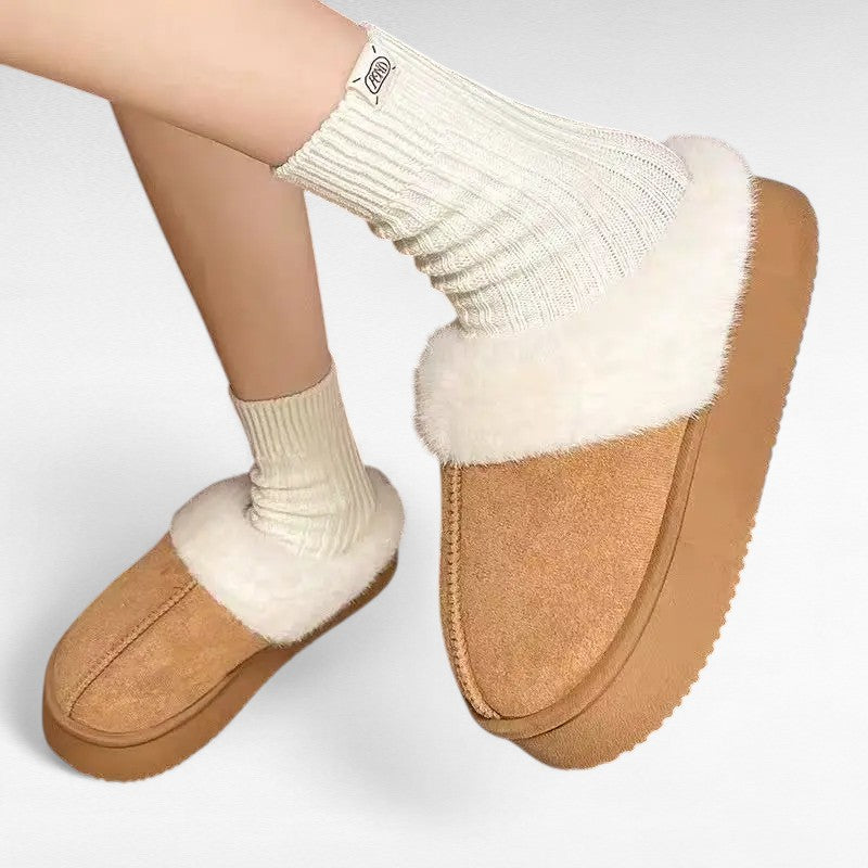 Fanny - Bottes Pantoufles Fourrées Semelle Compensée Femme