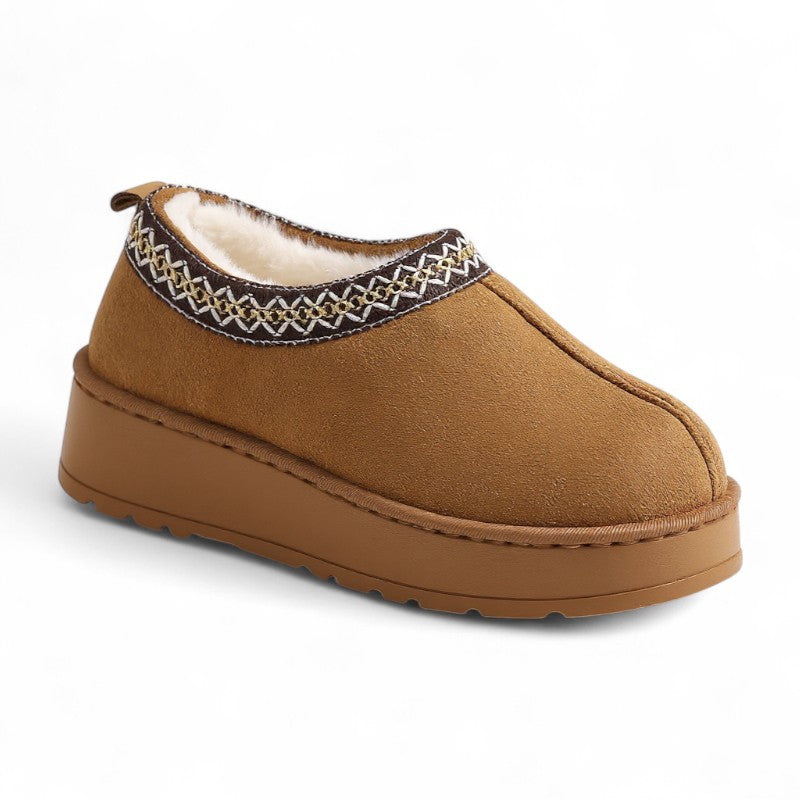 Douv - Bottes Pantoufles Fourrées Chaude en Daim