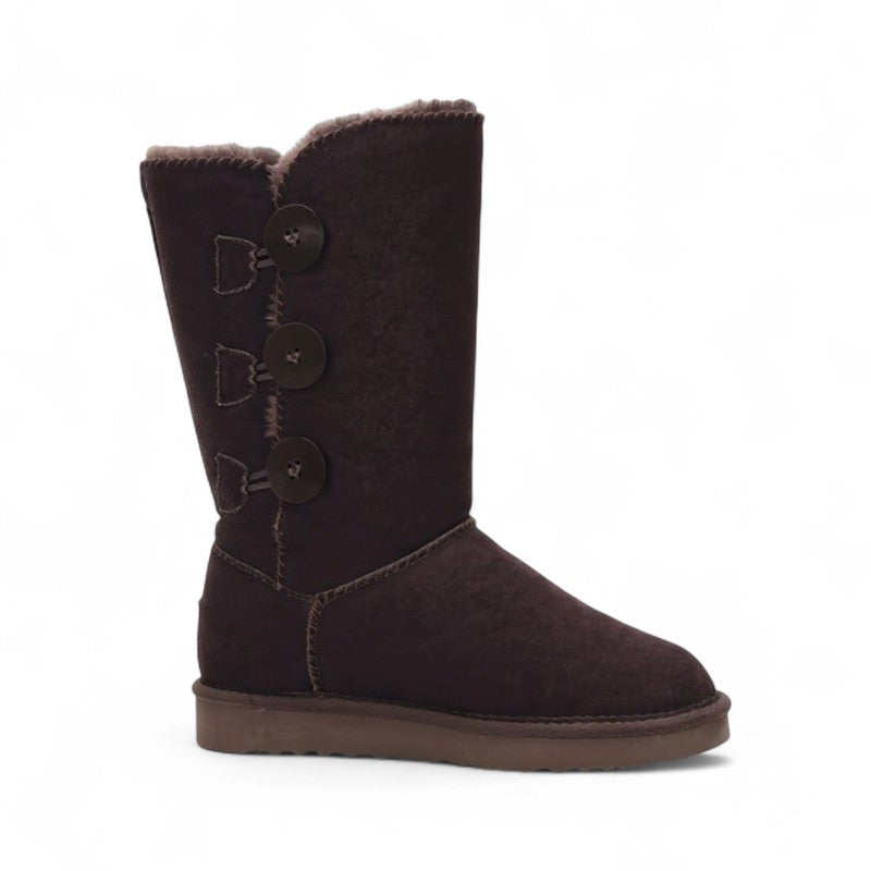 Juliana - Bottes Fourrées Mi- Hautes Femme en Cuir Véritable