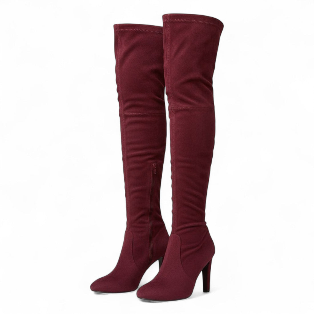 Anya - Botte Haute Cuissarde en Daim à Talon