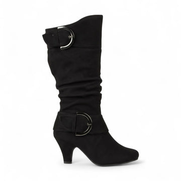 Havya - Bottes Hautes Noires à Talon Femme Style Slouch