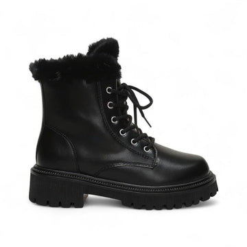 Andra - Bottes Fourrées Semelle Épaisse Bout Rond à Lacets