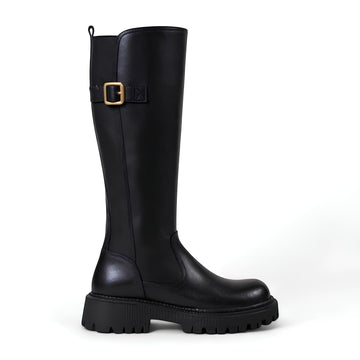 Sally - Bottes Cavalières Noires Femme Élégantes à Bride