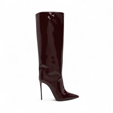 Diara - Botte Haute Bordeau Vernie Femme Talon Aiguille