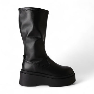 Dan - Bottes Cavalière Montantes Femme Noires Confortable Et Look Tendance