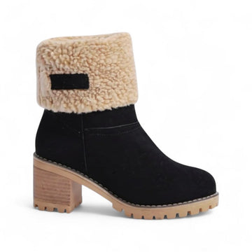 Elena - Bottines Fourrées à Talon et Bout Rond pour Femme