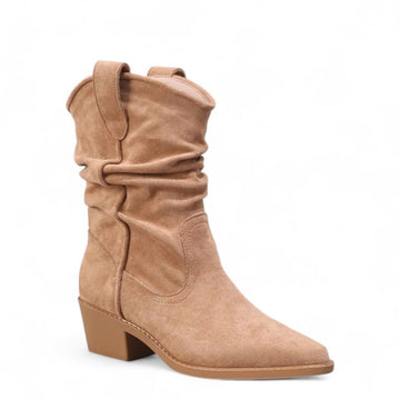 Lucia - Santiag Basse Femme Daim Style Fripé