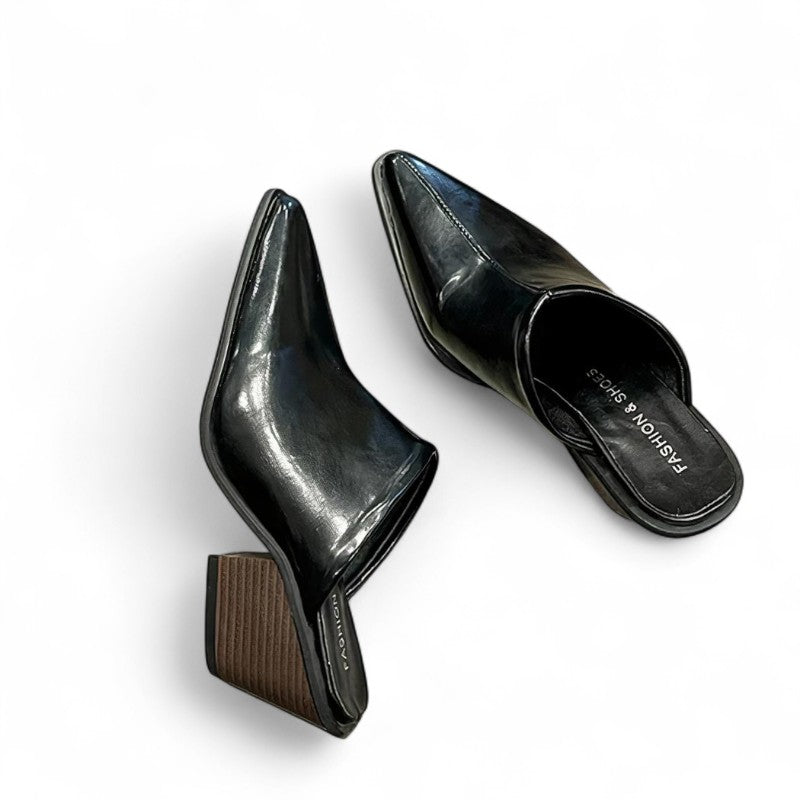 Tania - Mules Santiag Noires et Pointues pour Femme