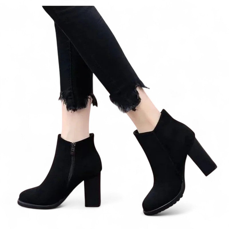 Elettra - Bottine Noire en Cuir en Suède