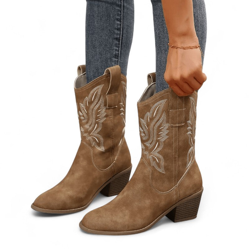 Juana - Santiag Basse Brodé Style Cowboy