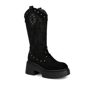 Anita - Santiag à Motif Cloutée et Semelle Épaisse