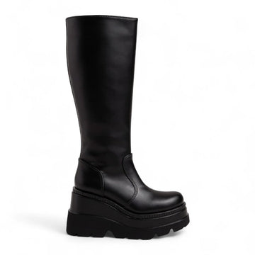 Sherley - Bottes Cavalière Plateforme Femme Noires