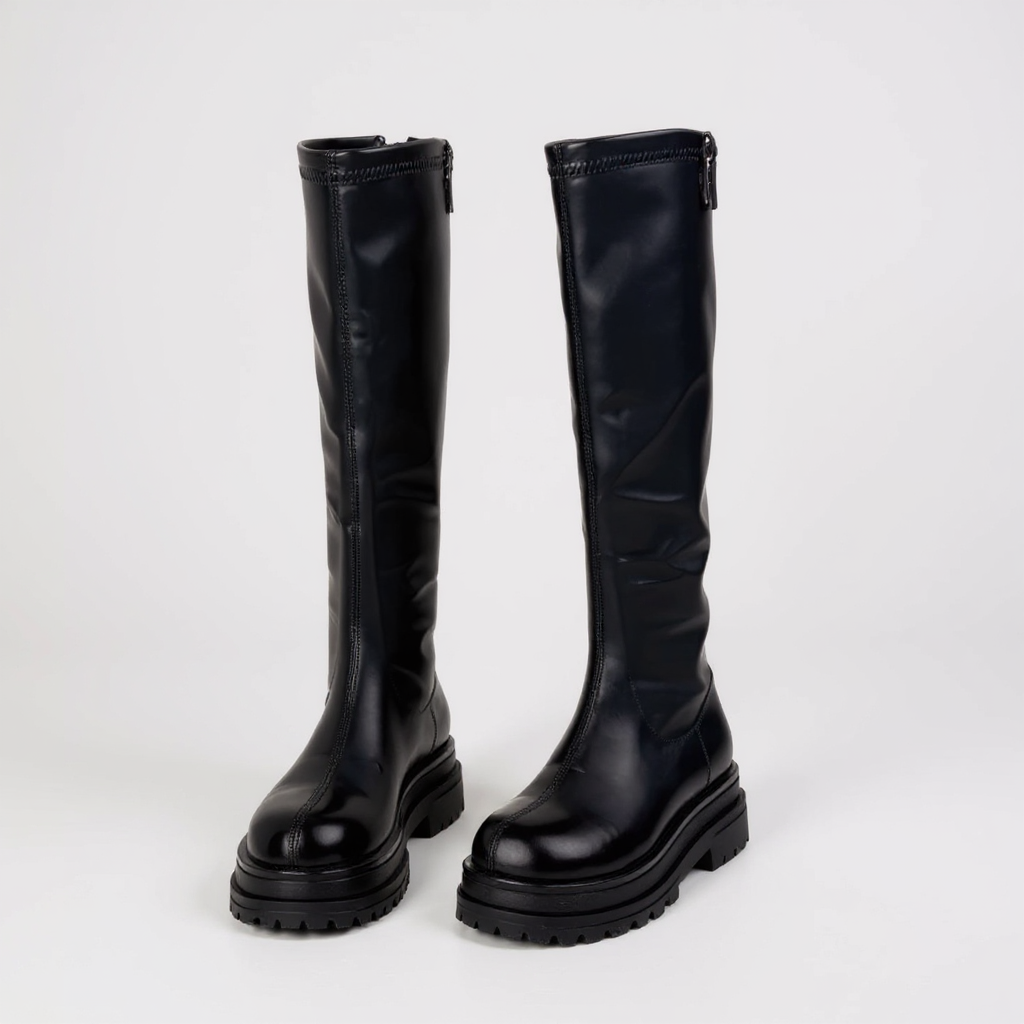 Ilona - Bottes Cavalières Plateforme avec Fermeture Arrière Femme